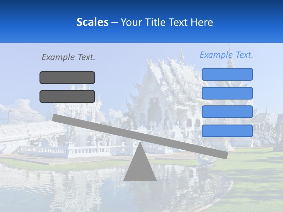 A Large White Building With A Pond In Front Of It PowerPoint Template