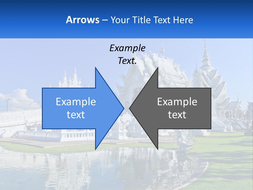 A Large White Building With A Pond In Front Of It PowerPoint Template