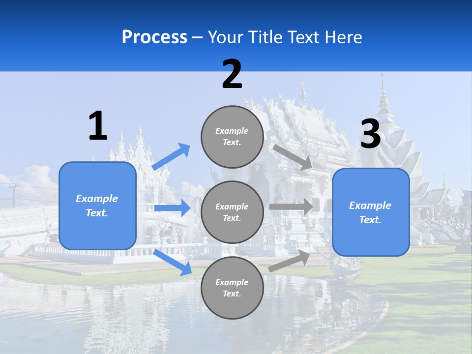 A Large White Building With A Pond In Front Of It PowerPoint Template