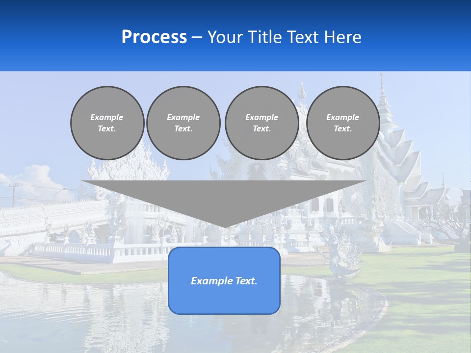 A Large White Building With A Pond In Front Of It PowerPoint Template