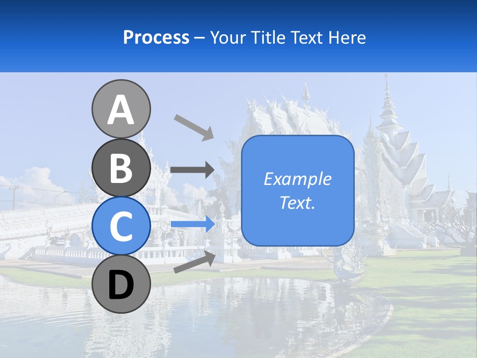 A Large White Building With A Pond In Front Of It PowerPoint Template