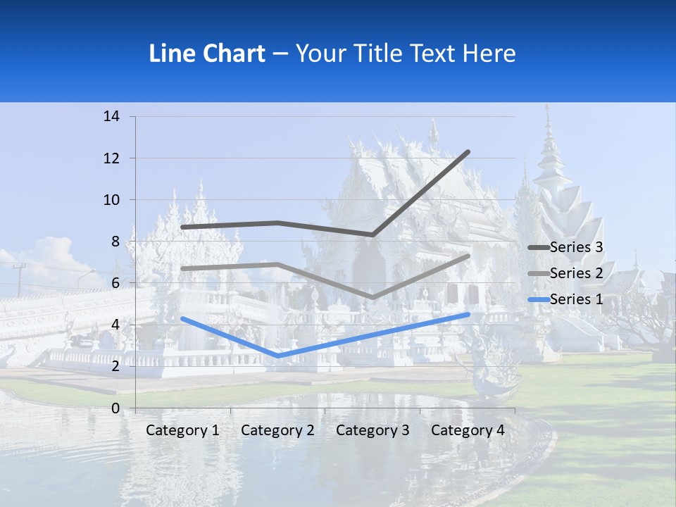 A Large White Building With A Pond In Front Of It PowerPoint Template