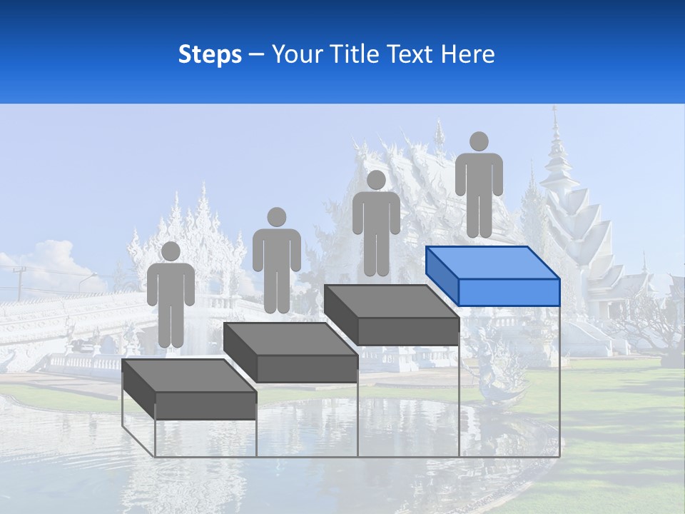 A Large White Building With A Pond In Front Of It PowerPoint Template