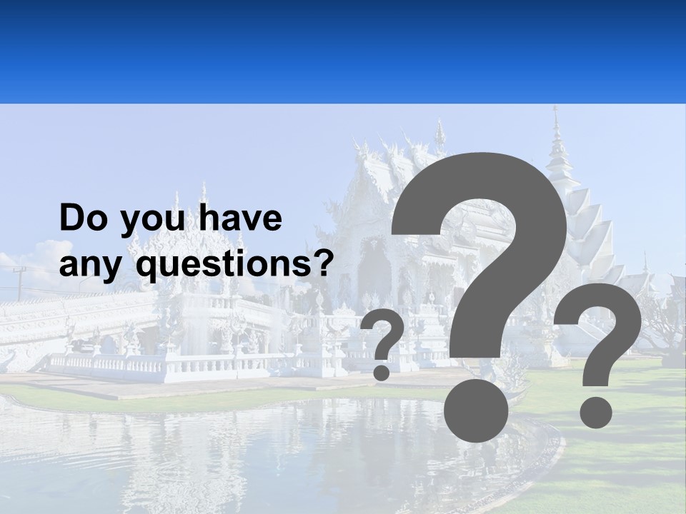 A Large White Building With A Pond In Front Of It PowerPoint Template