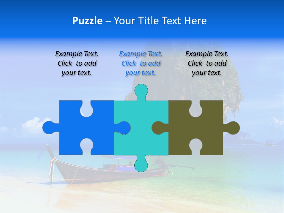 A Boat In The Ocean With A Mountain In The Background PowerPoint Template