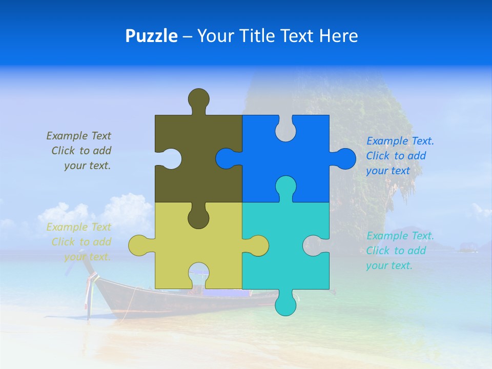 A Boat In The Ocean With A Mountain In The Background PowerPoint Template