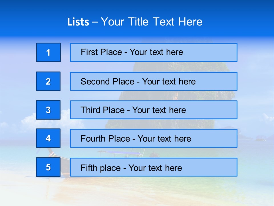 A Boat In The Ocean With A Mountain In The Background PowerPoint Template