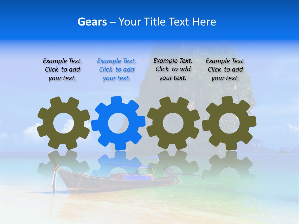 A Boat In The Ocean With A Mountain In The Background PowerPoint Template