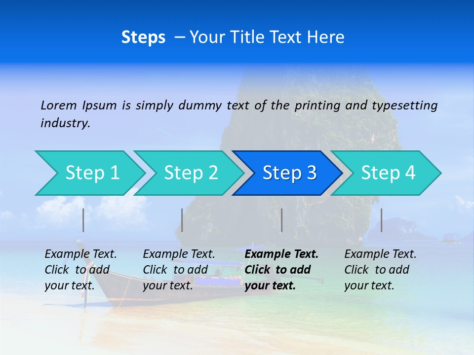 A Boat In The Ocean With A Mountain In The Background PowerPoint Template