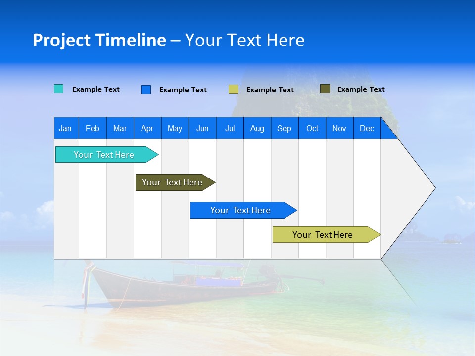 A Boat In The Ocean With A Mountain In The Background PowerPoint Template