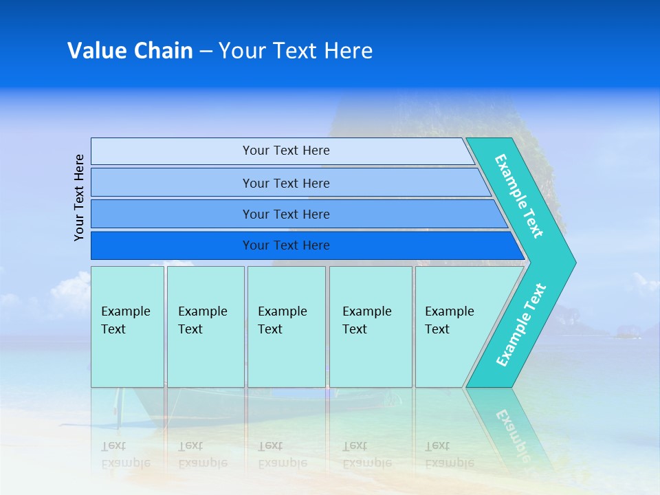 A Boat In The Ocean With A Mountain In The Background PowerPoint Template