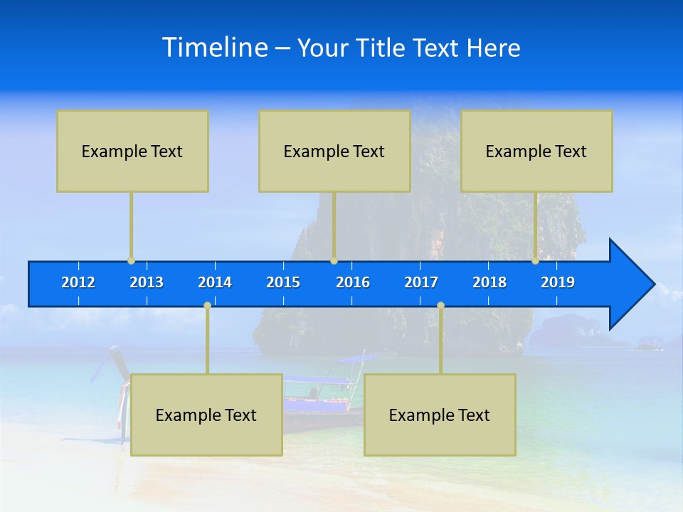 A Boat In The Ocean With A Mountain In The Background PowerPoint Template