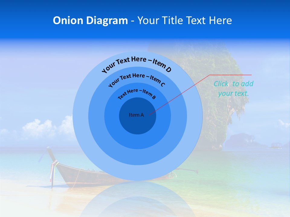 A Boat In The Ocean With A Mountain In The Background PowerPoint Template