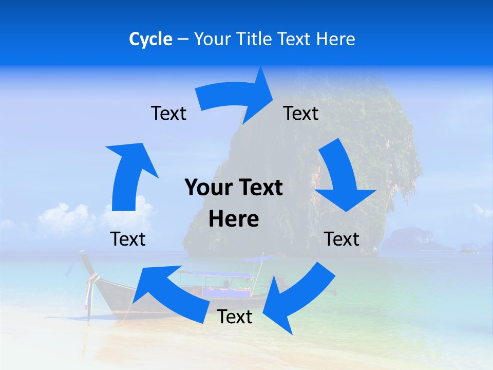 A Boat In The Ocean With A Mountain In The Background PowerPoint Template