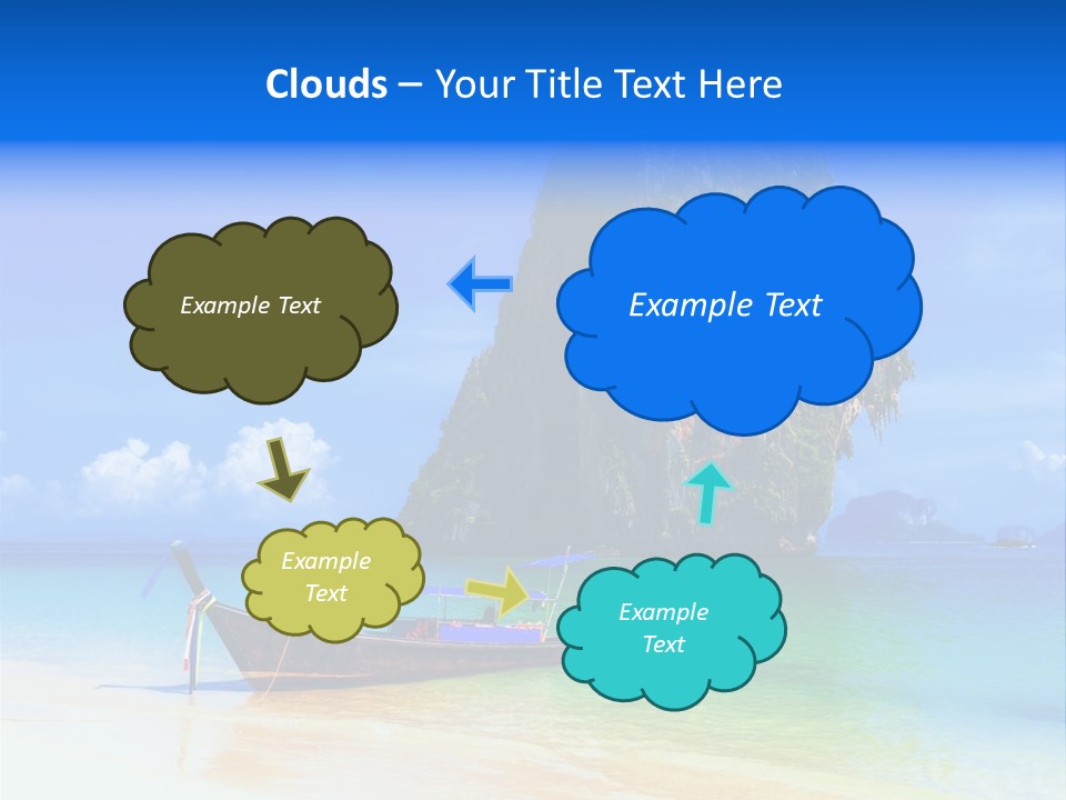 A Boat In The Ocean With A Mountain In The Background PowerPoint Template