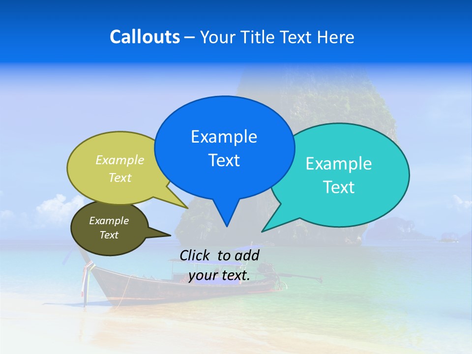 A Boat In The Ocean With A Mountain In The Background PowerPoint Template