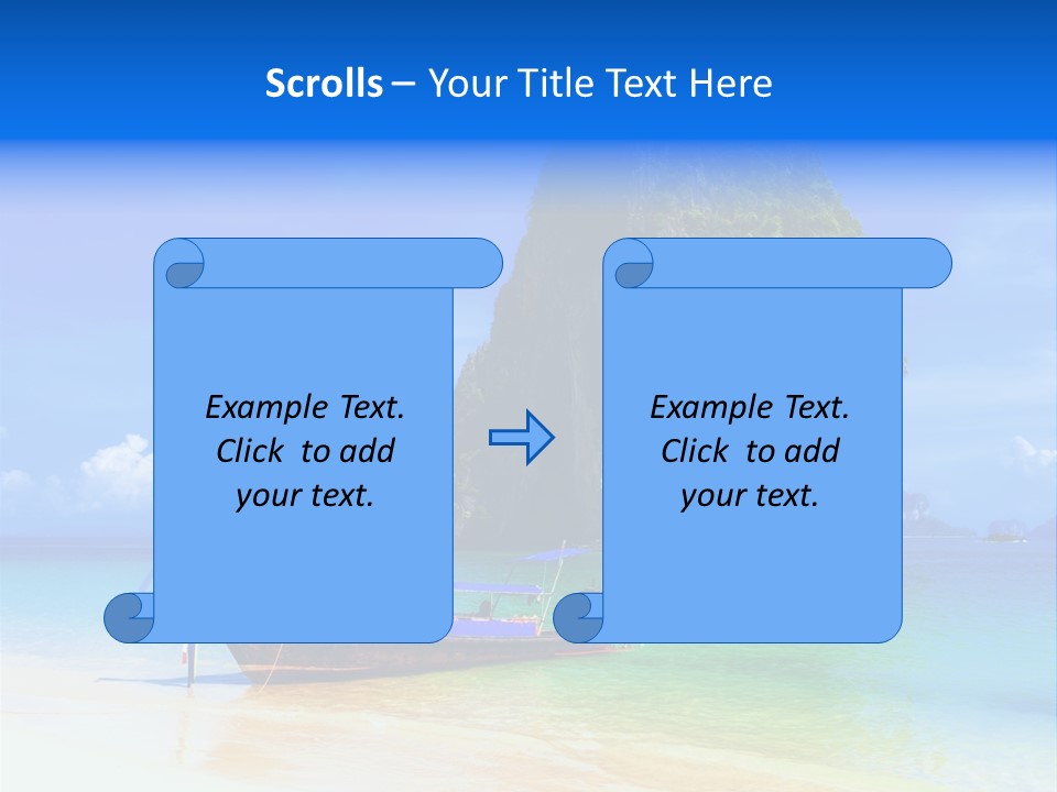 A Boat In The Ocean With A Mountain In The Background PowerPoint Template