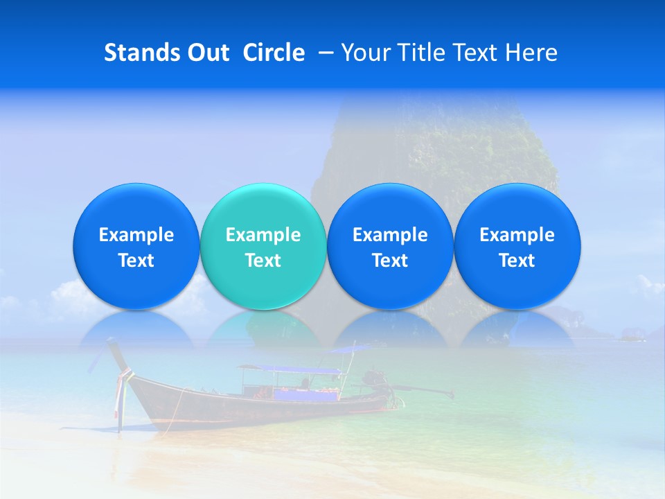 A Boat In The Ocean With A Mountain In The Background PowerPoint Template