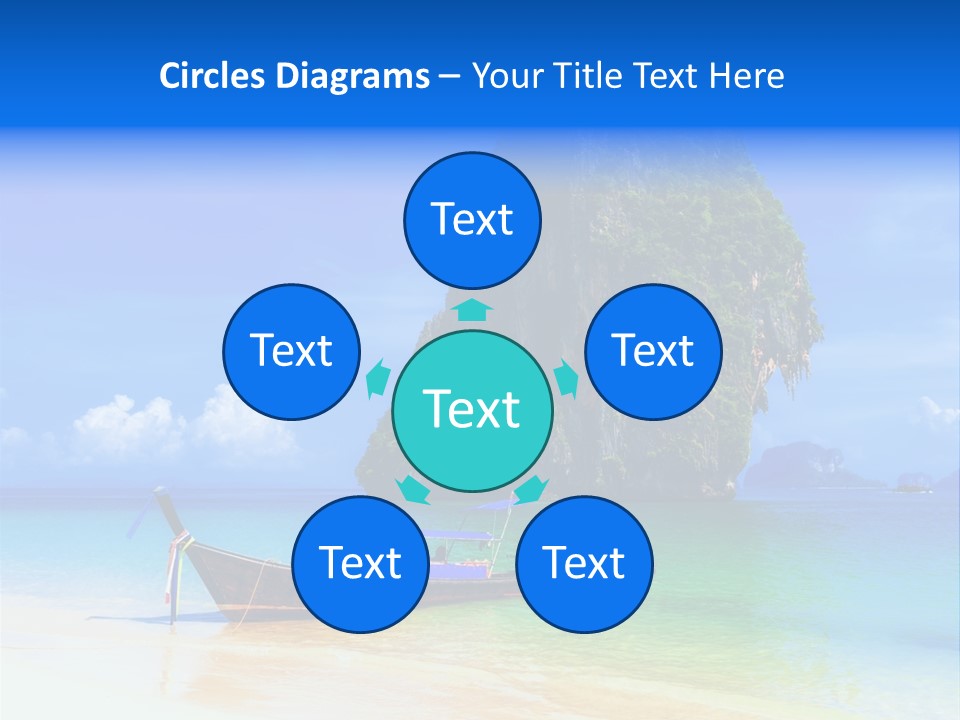 A Boat In The Ocean With A Mountain In The Background PowerPoint Template