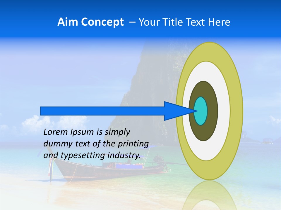 A Boat In The Ocean With A Mountain In The Background PowerPoint Template