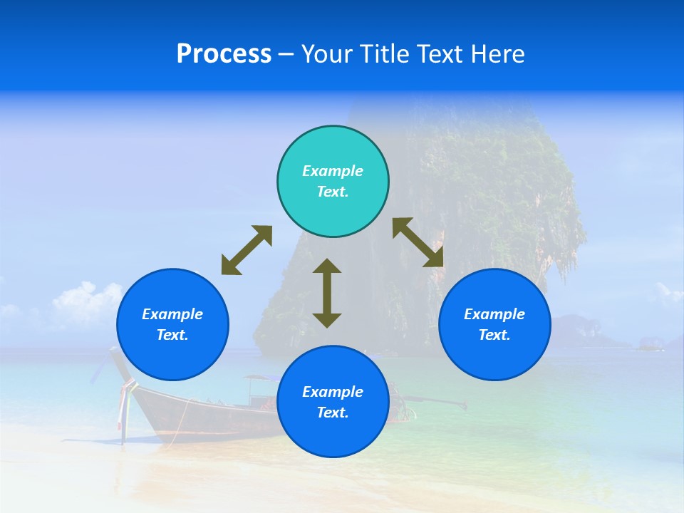 A Boat In The Ocean With A Mountain In The Background PowerPoint Template