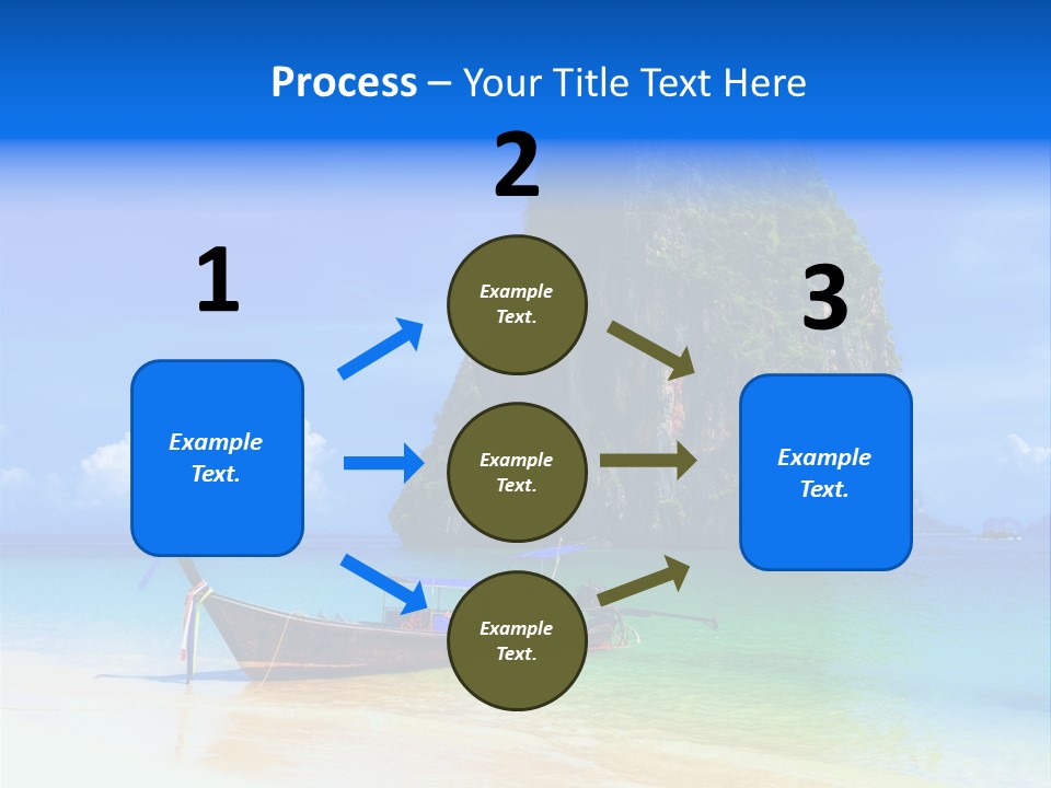 A Boat In The Ocean With A Mountain In The Background PowerPoint Template
