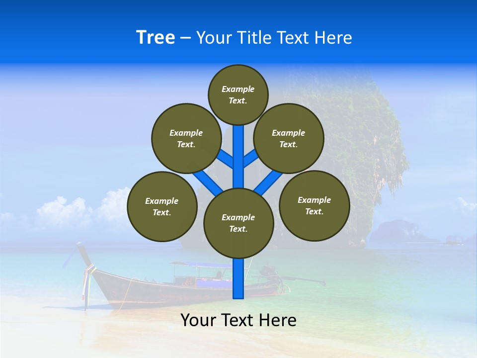 A Boat In The Ocean With A Mountain In The Background PowerPoint Template