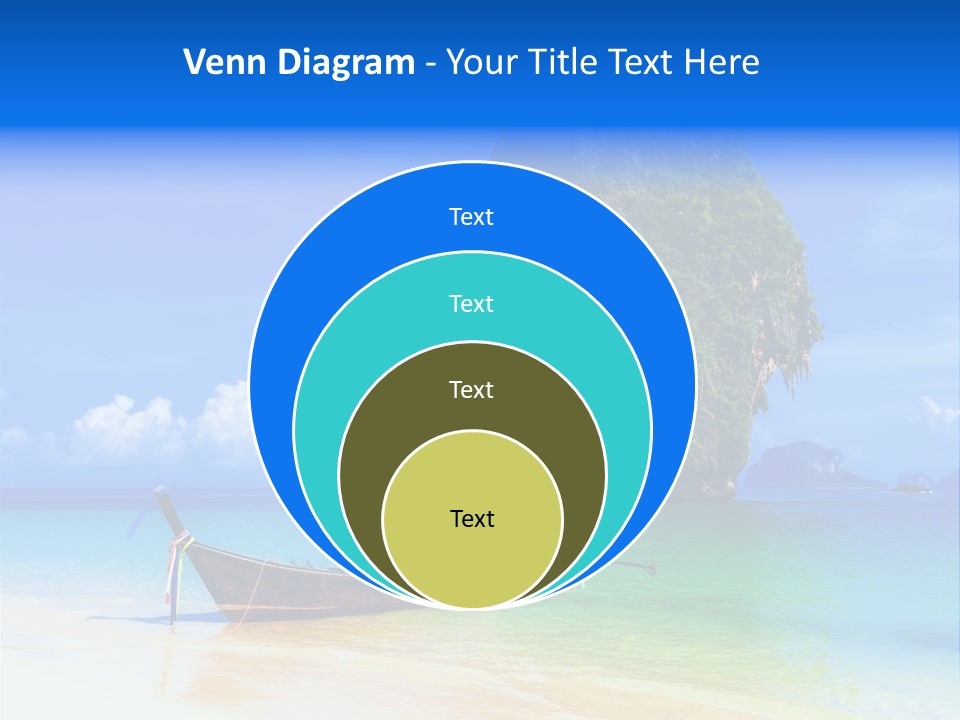 A Boat In The Ocean With A Mountain In The Background PowerPoint Template