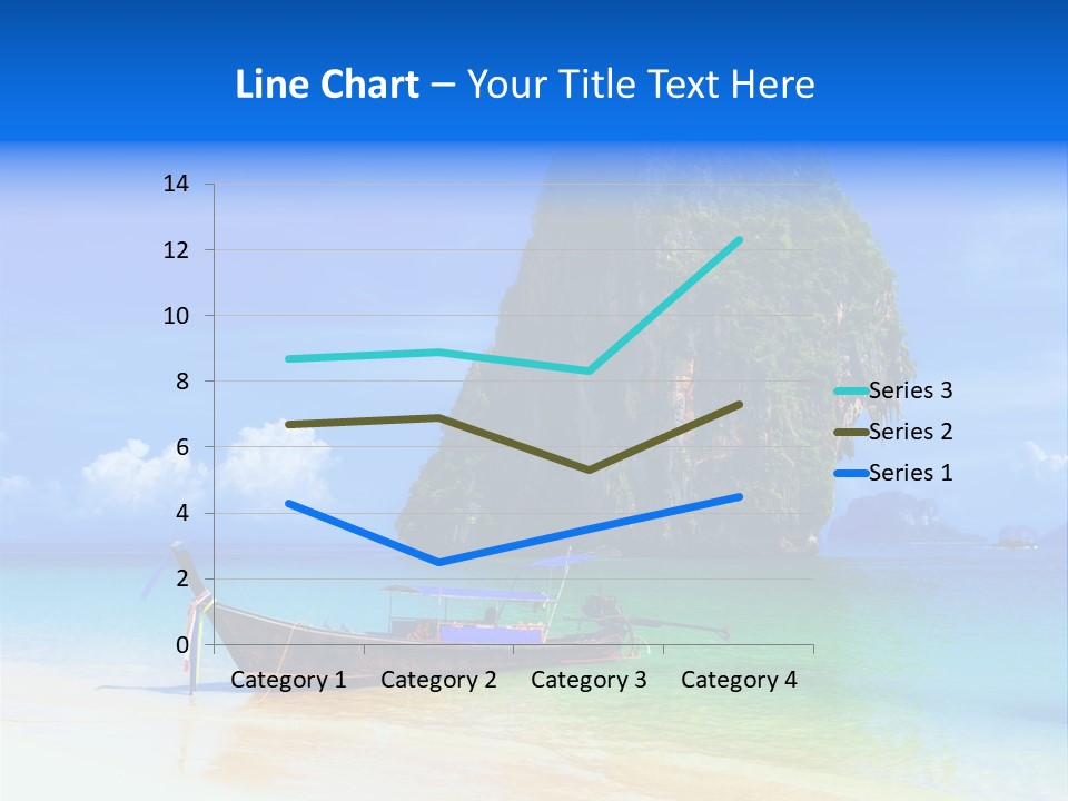 A Boat In The Ocean With A Mountain In The Background PowerPoint Template
