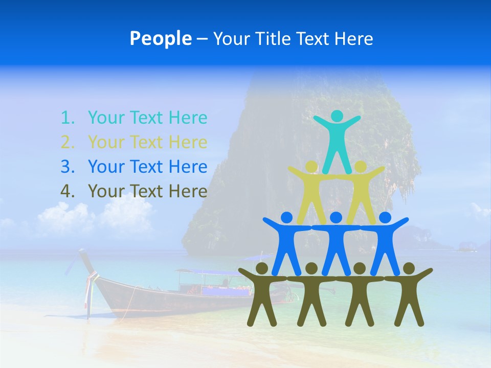 A Boat In The Ocean With A Mountain In The Background PowerPoint Template