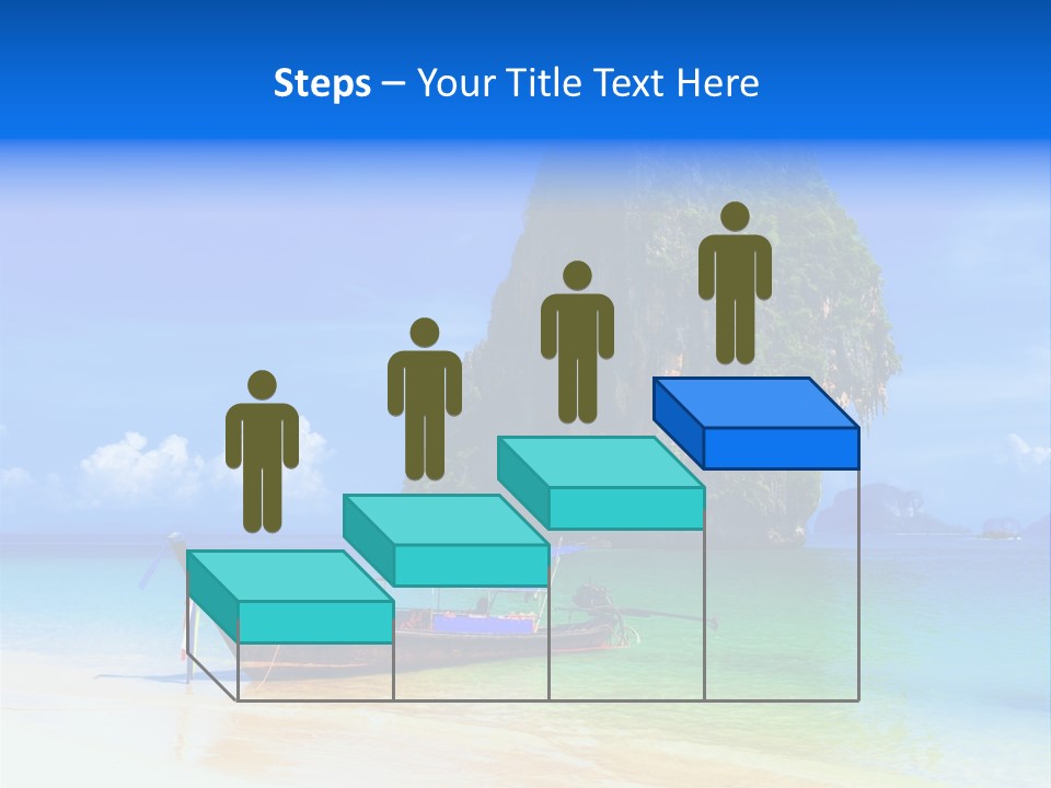 A Boat In The Ocean With A Mountain In The Background PowerPoint Template