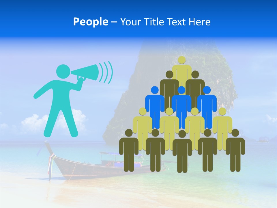 A Boat In The Ocean With A Mountain In The Background PowerPoint Template