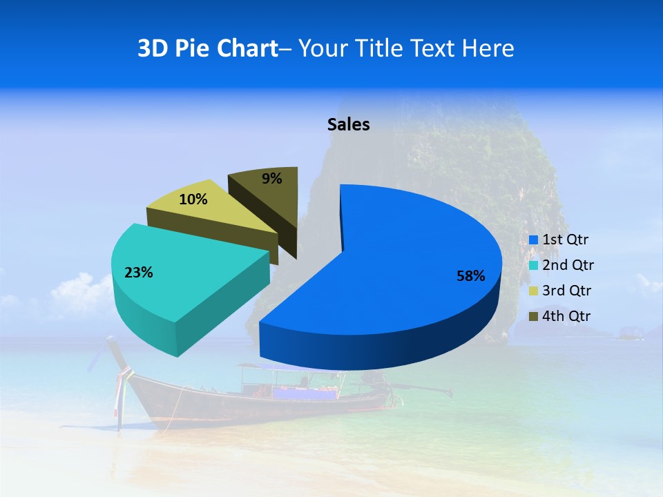 A Boat In The Ocean With A Mountain In The Background PowerPoint Template