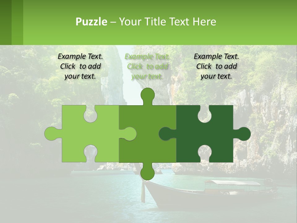 A Boat Floating In A Body Of Water Near Mountains PowerPoint Template