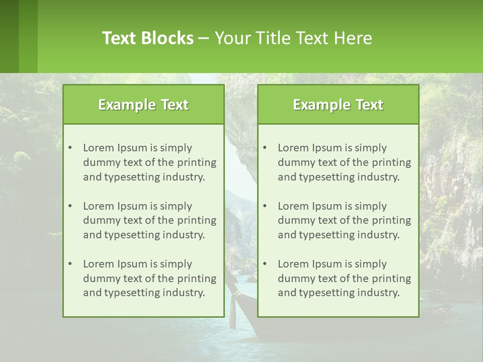 A Boat Floating In A Body Of Water Near Mountains PowerPoint Template
