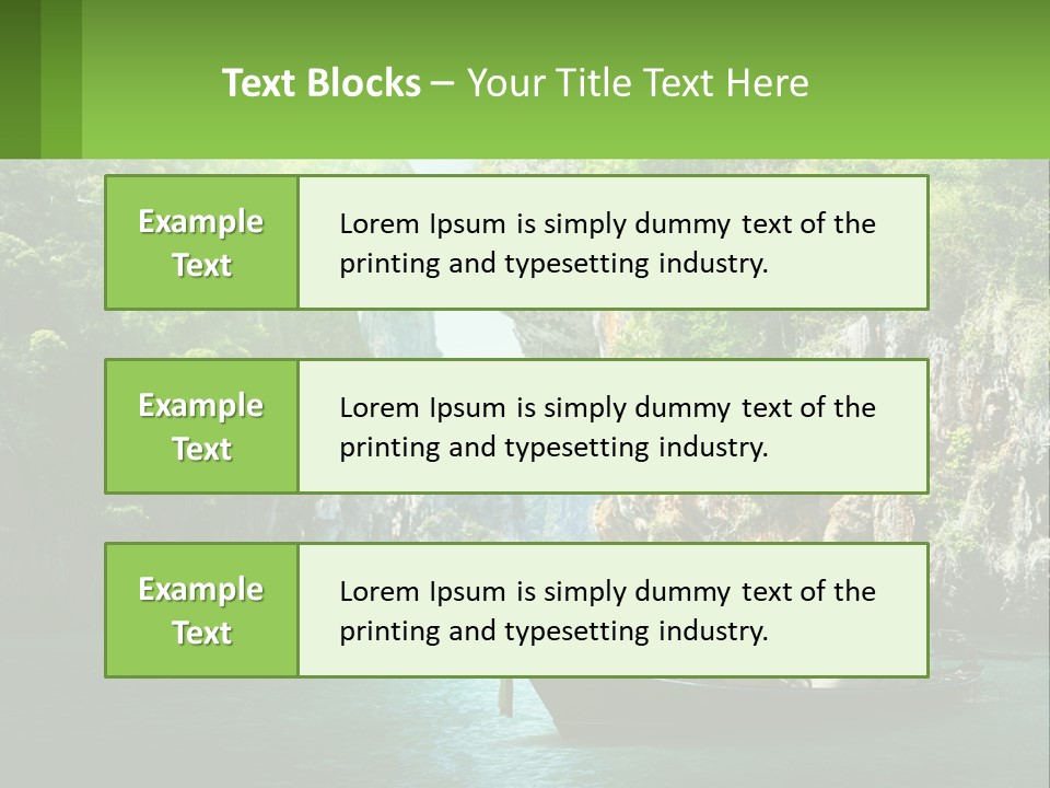 A Boat Floating In A Body Of Water Near Mountains PowerPoint Template