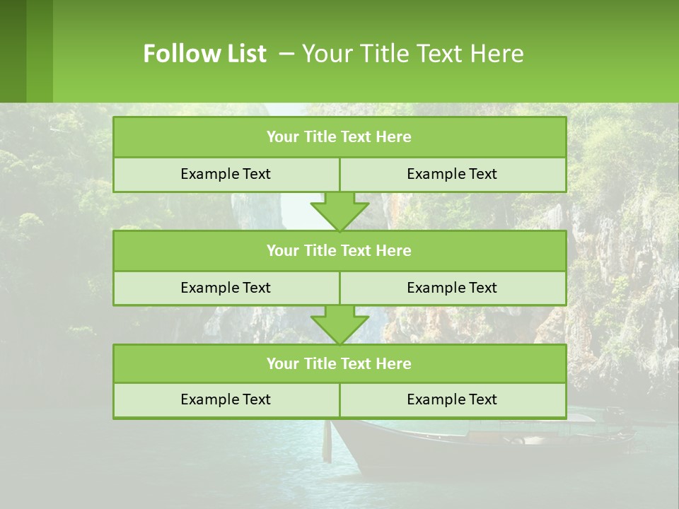 A Boat Floating In A Body Of Water Near Mountains PowerPoint Template