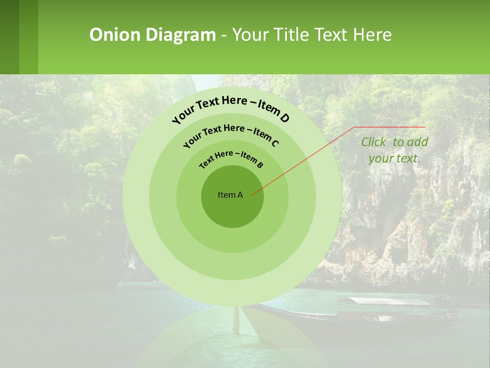 A Boat Floating In A Body Of Water Near Mountains PowerPoint Template