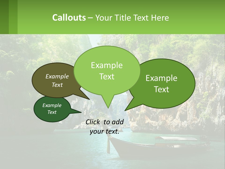 A Boat Floating In A Body Of Water Near Mountains PowerPoint Template