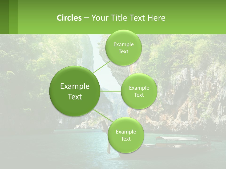 A Boat Floating In A Body Of Water Near Mountains PowerPoint Template