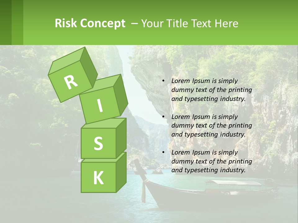 A Boat Floating In A Body Of Water Near Mountains PowerPoint Template