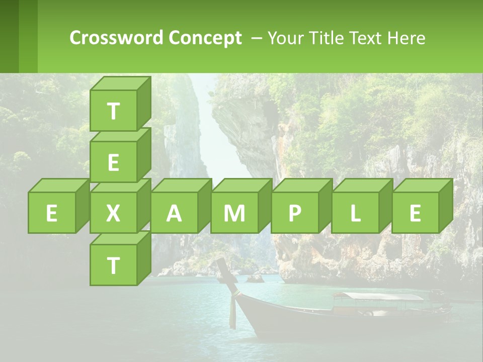 A Boat Floating In A Body Of Water Near Mountains PowerPoint Template