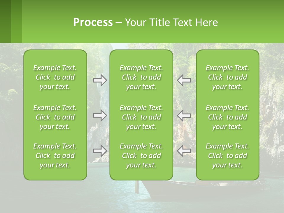 A Boat Floating In A Body Of Water Near Mountains PowerPoint Template