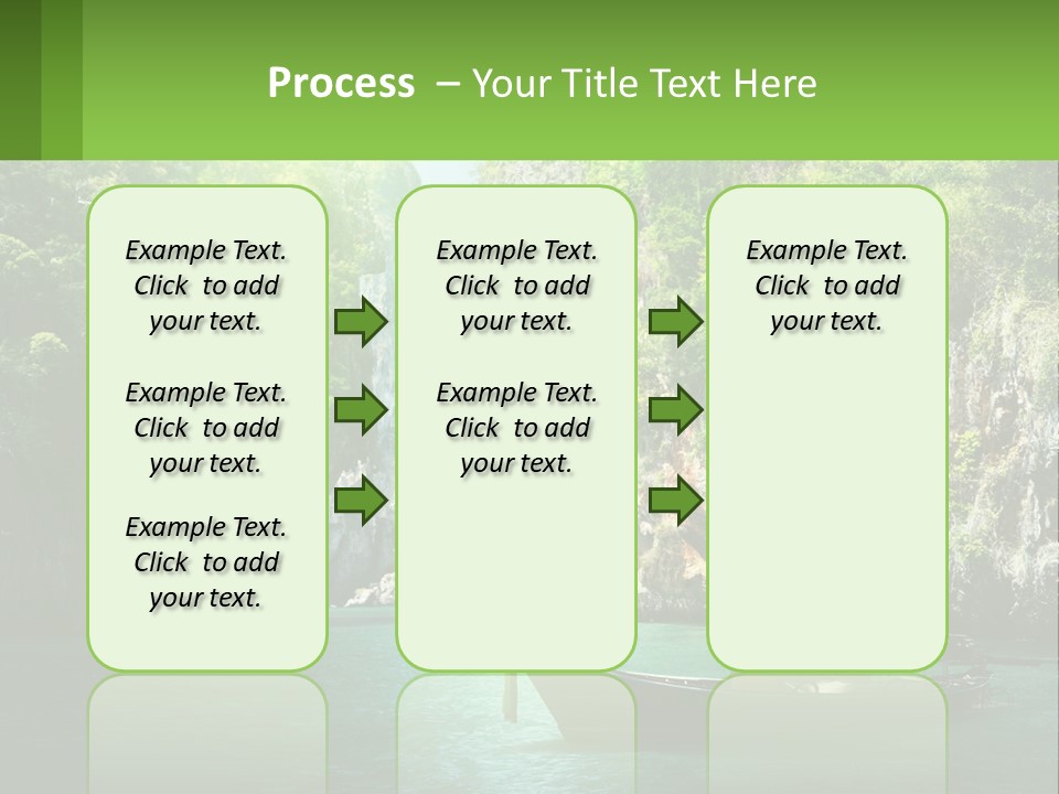 A Boat Floating In A Body Of Water Near Mountains PowerPoint Template
