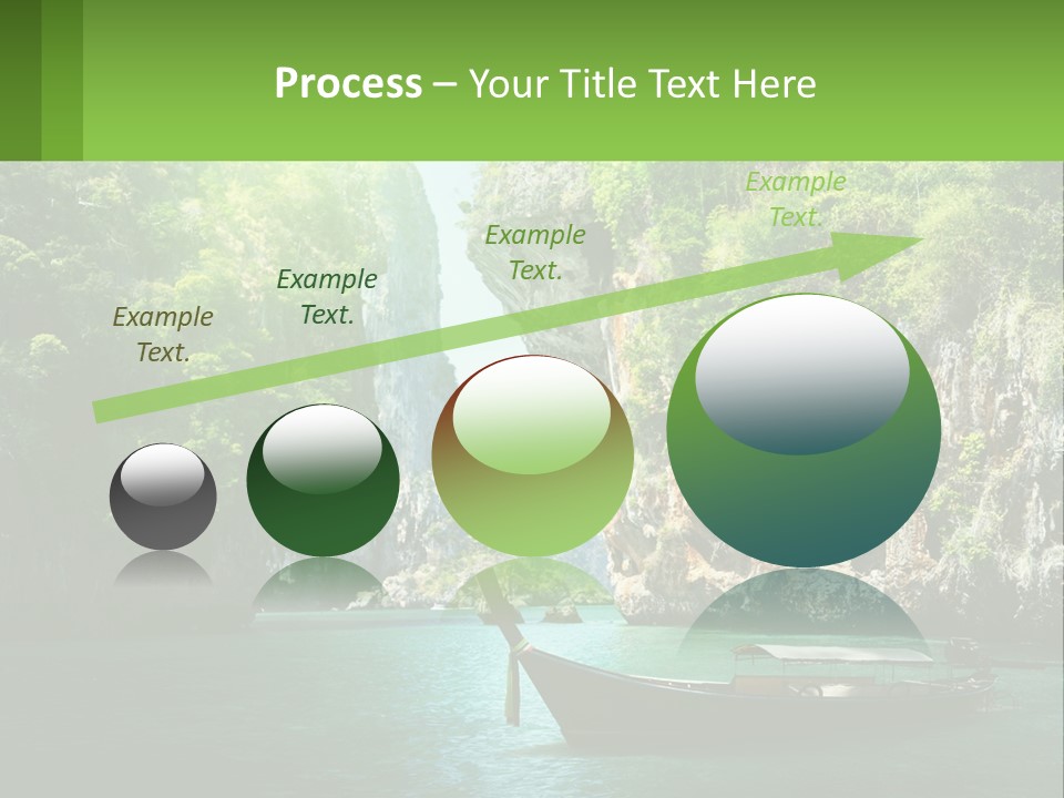 A Boat Floating In A Body Of Water Near Mountains PowerPoint Template