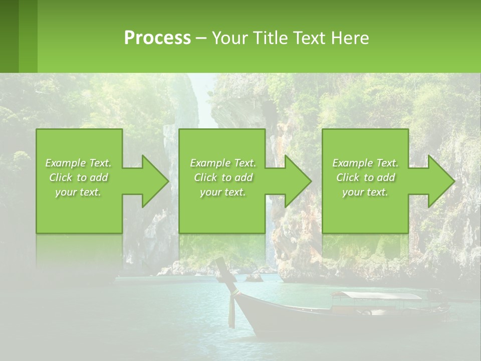 A Boat Floating In A Body Of Water Near Mountains PowerPoint Template