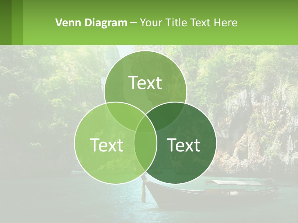 A Boat Floating In A Body Of Water Near Mountains PowerPoint Template