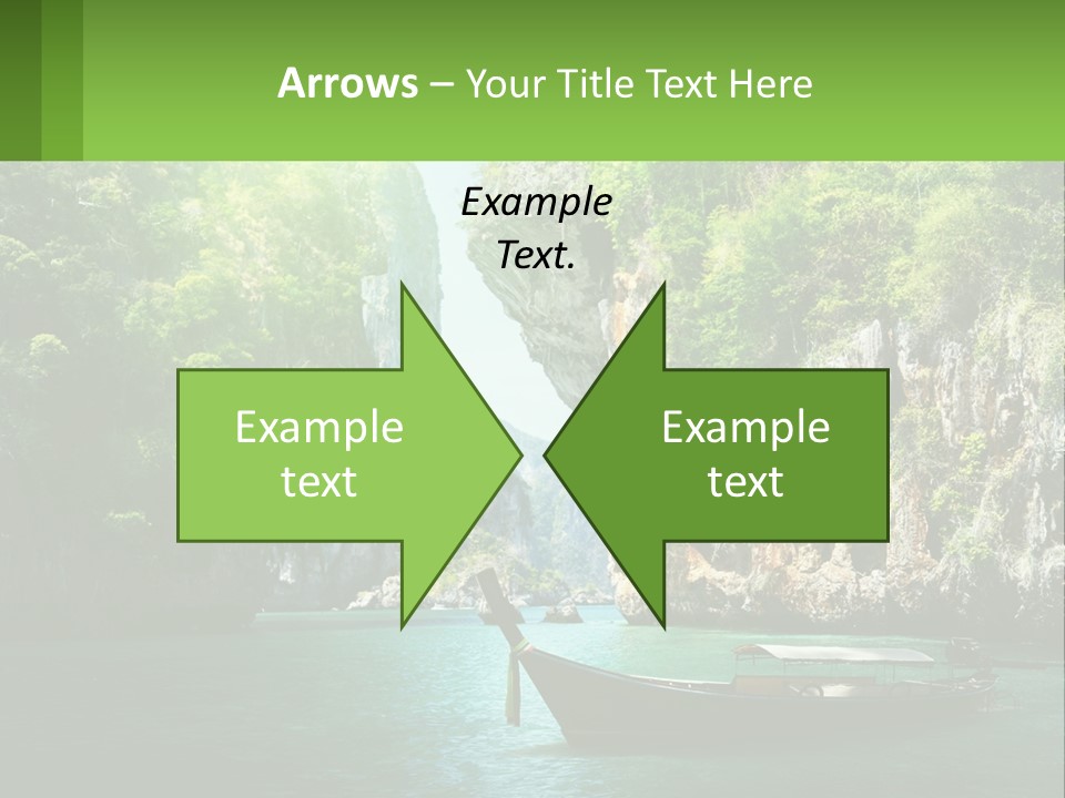 A Boat Floating In A Body Of Water Near Mountains PowerPoint Template