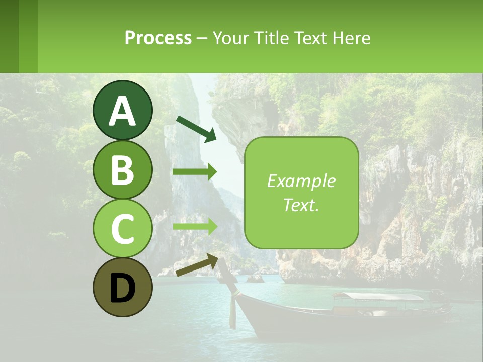 A Boat Floating In A Body Of Water Near Mountains PowerPoint Template