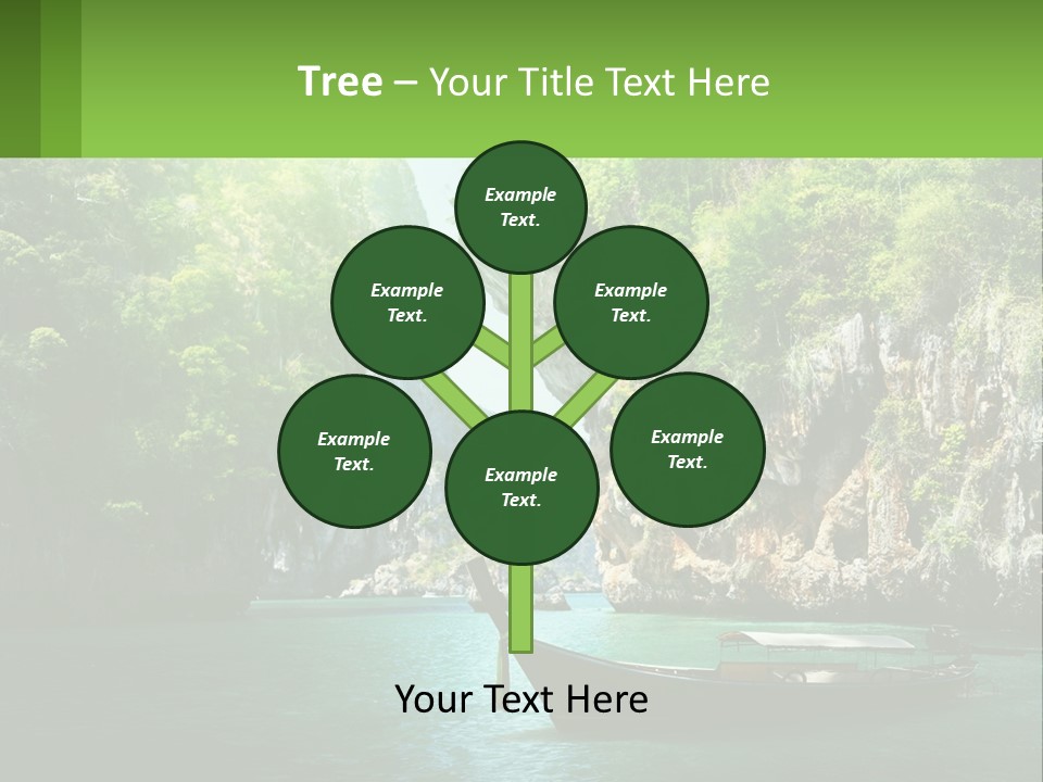 A Boat Floating In A Body Of Water Near Mountains PowerPoint Template